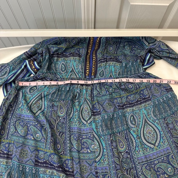 NWT Soft Surroundings V-neck embroidered blue Eugenie Maxi Dress size Small - Picture 12 of 13